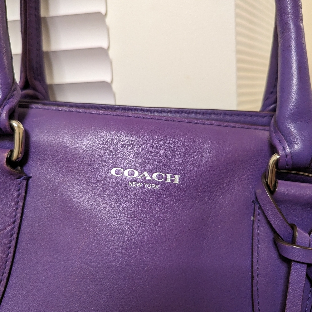Beautiful deep purple Coach tote bag. Gently used